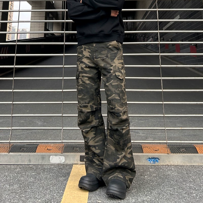 Тайдж camouflage осенние брюки, джинсы для отдыха, американский стиль, свободный прямой покрой