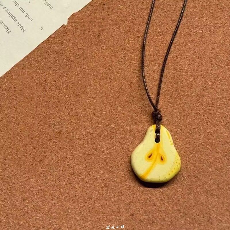 清甜苹果清新多巴胺陶瓷串珠编绳项链小众甜美锁骨显白气质颈链女|undefined