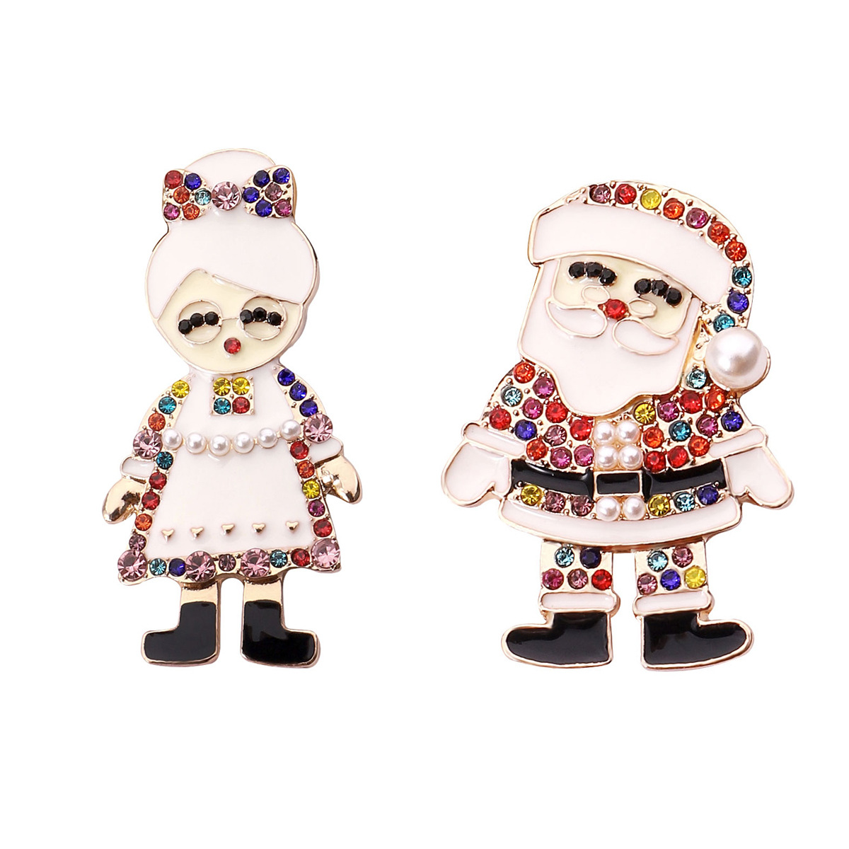 1 Pair Fashion Santa Claus Inlay Alloy Rhinestones Ear Studs display picture 1