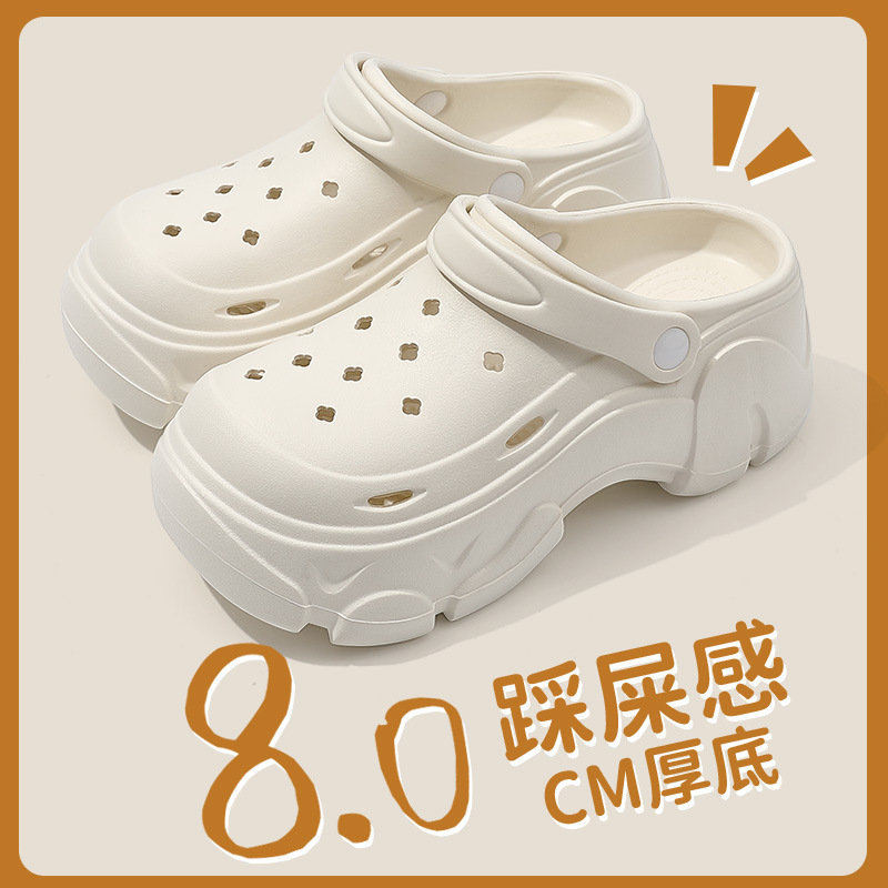 Croc Shoes Women's 2025 New Outerwear Summer Thick Sole Increased Seaside Internet Celebrity Beach Non-Slip Baotou Sandals Croc Shoes Women's 2025 New Outerwear Summer Thick Sole Increased Seaside Internet Celebrity Beach Non-Slip Baotou Sandals