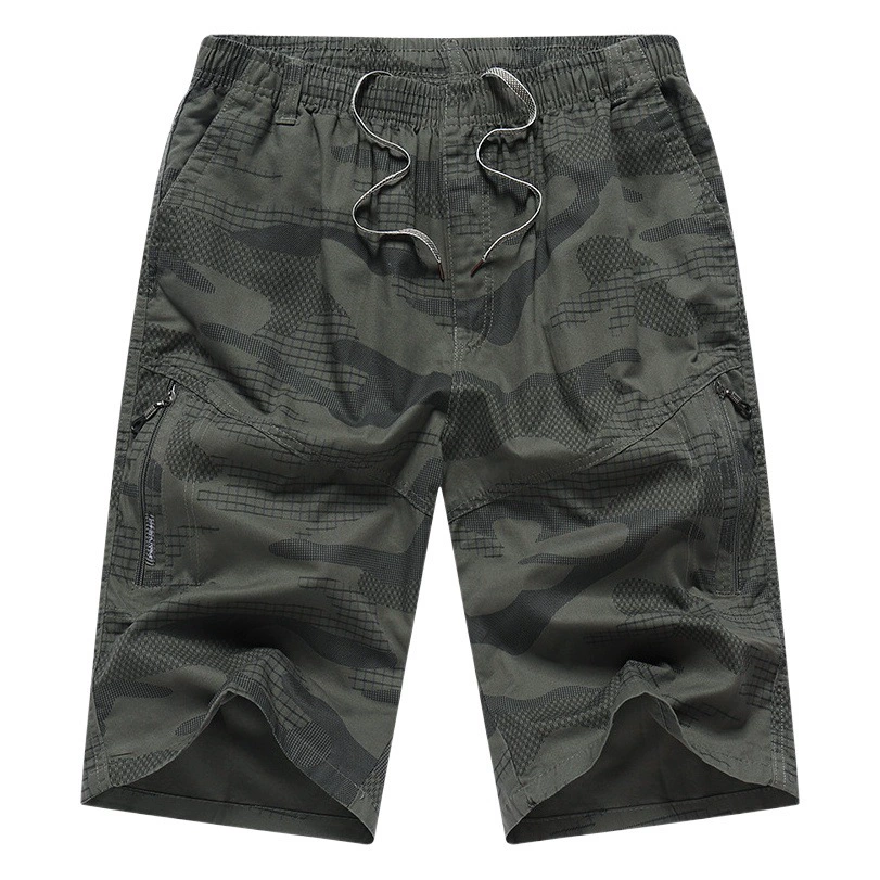 Укороченные брюки Zoruo, мужские летние тонкие свободные хлопковые камуфляжные шорты, повседневная верхняя одежда, средние брюки для среднего возраста 8531
