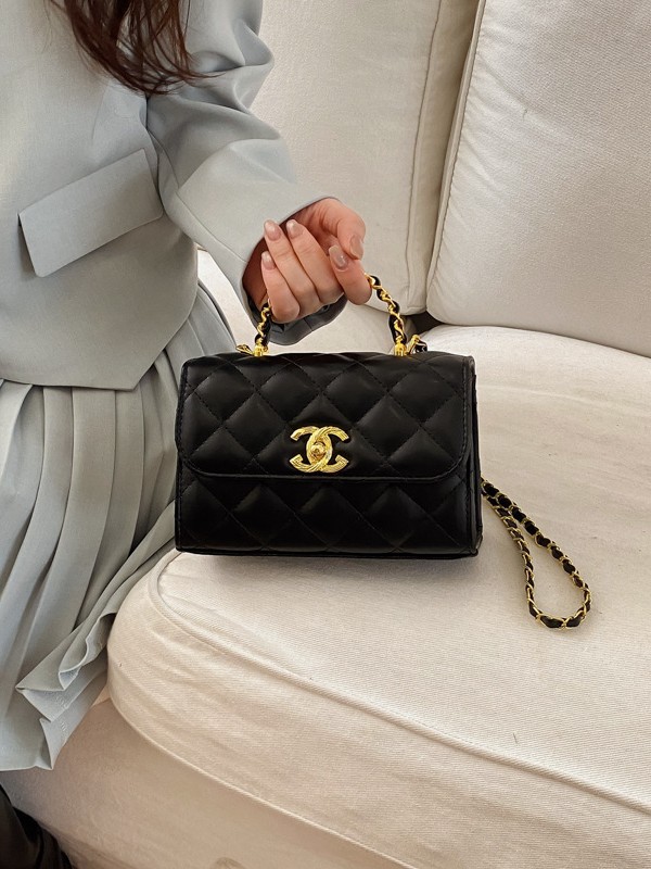 Bolso de mano de fragancia transfronteriza, moda de personalidad, bolso de hombro pequeño, bolso de cadena de rejilla inclinada de lujo ligero