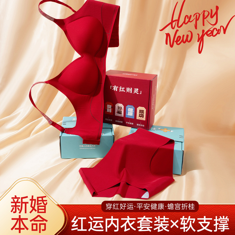 Red Lingerie for Women, Wedding Bride, New Year Underwear, New Popular Style, Seamless Bra Set Red Lingerie for Women, Wedding Bride, New Year Underwear, New Popular Style, Seamless Bra Set