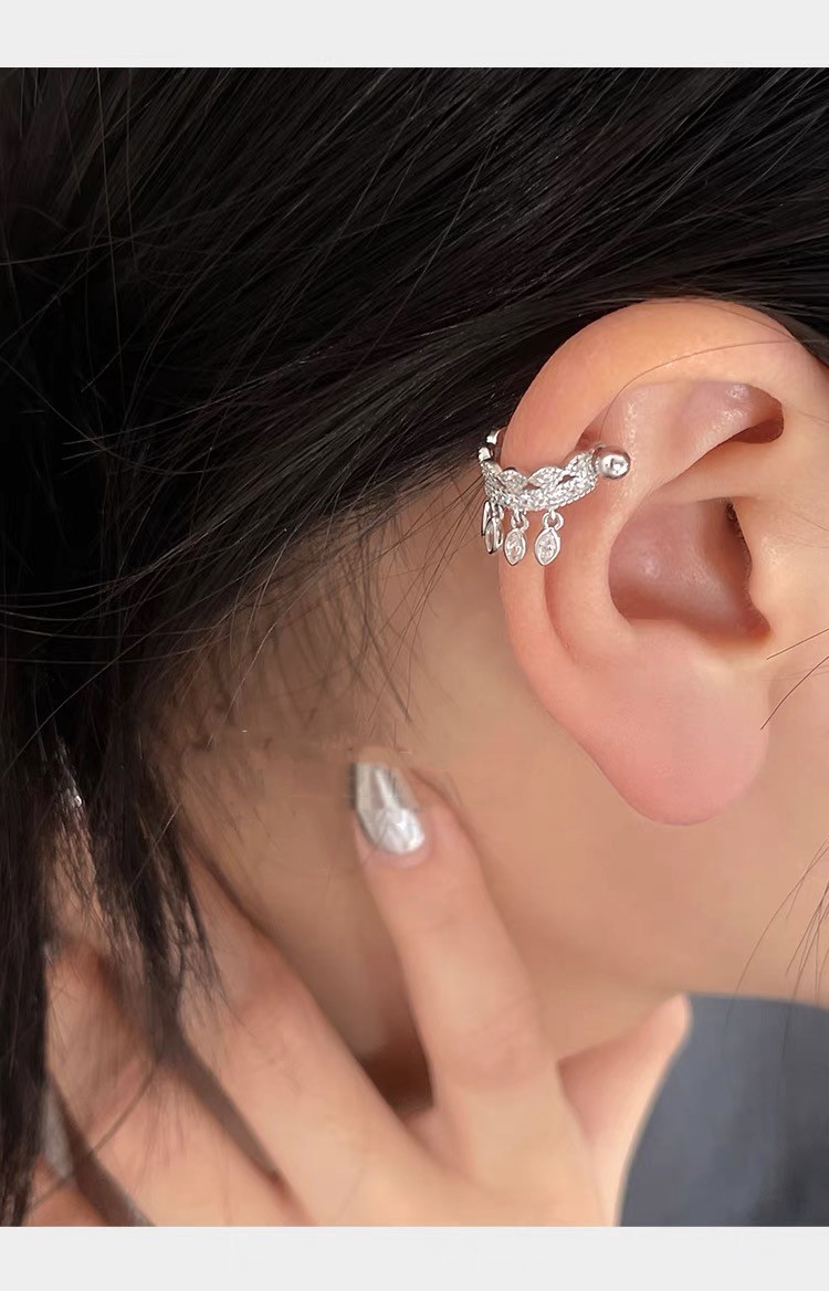 1 Par Estilo Ig Geométrico Borla Enchapado Embutido Plata Esterlina Circón Aretes display picture 6