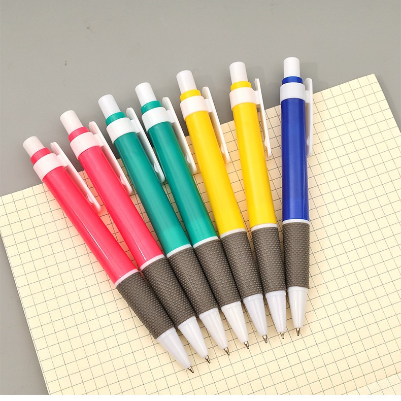 Suministros de oficina color prensa bolígrafo de plástico bala azul 0,7mm bolígrafo papelería al por mayor
