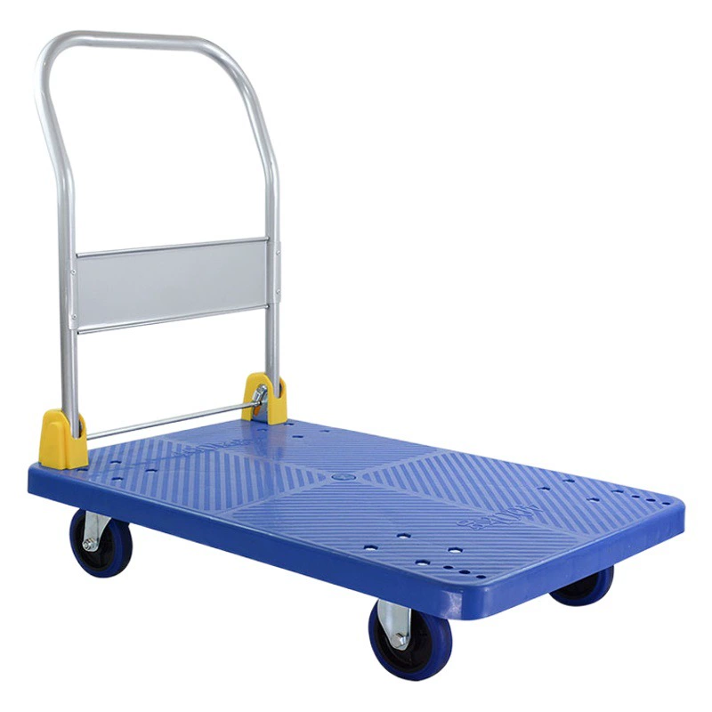 Плоская тележка стойка тележка пластиковая тележка домашняя тихая тележка тянет тележку складной складной обработки супермаркет