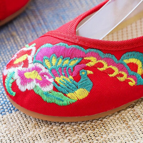 Ethnic style rope lace canvas tendon bottom low heel embroidered cloth shoes women's single shoes casual dance shoes