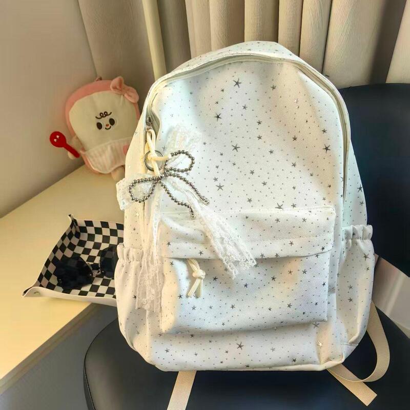 New style star-patterned large-capacity cute ins-style simple backpack for junior high school students, high school students, and college students, popular school bag New style star-patterned large-capacity cute ins-style simple backpack for junior high school students, high school students, and college students, popular school bag