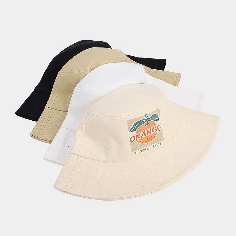 Estilo japonés artístico fresco creativo naranja patrón pescador sombrero moda estilo coreano Internet celebridad moda al aire libre protección solar sombrero para el sol