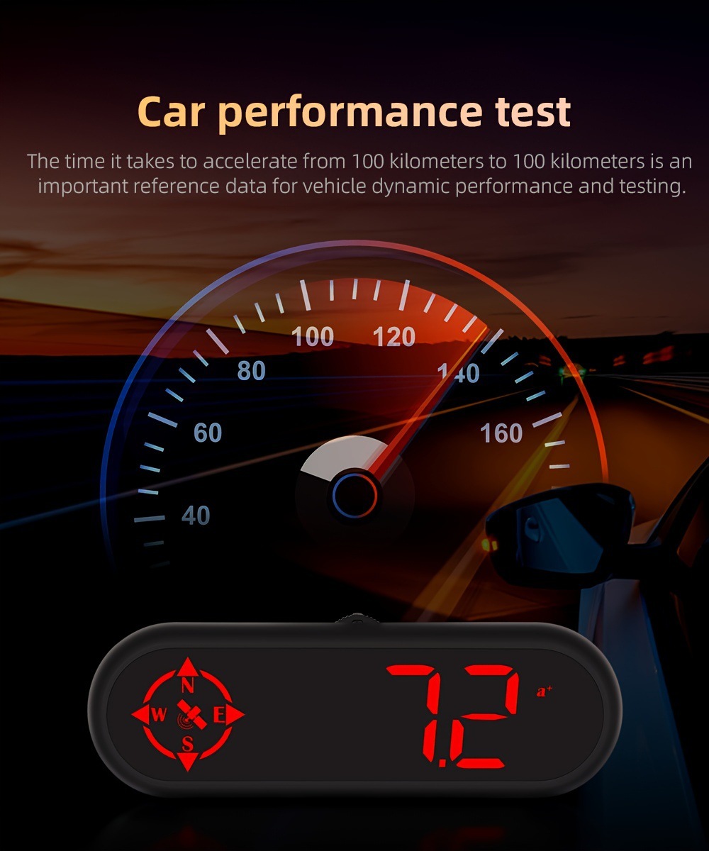 Cross-border Color-Changing Light Car HUD Head-Up Display Device with GPS Multifunctional Compass, Time, and Speedometer
