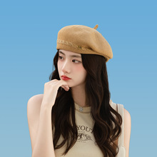新款春夏季针织透气贝雷帽女休闲时尚蘑菇帽韩版旅游帽子厂家批发