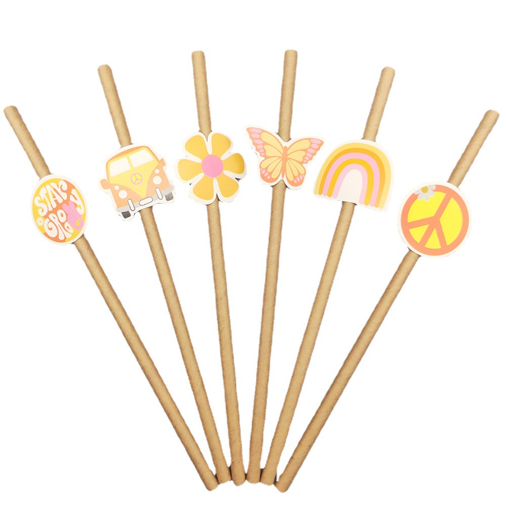 Estilo bohemio fiesta paja degradable papel paja barra bebida postre decoración paja TARJETA DE PAJA