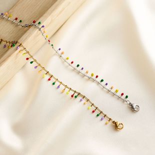 No fading titanium steel mixed color drop oil bracelet women color matching high sense contrast color niche design factory wholesale accessories women