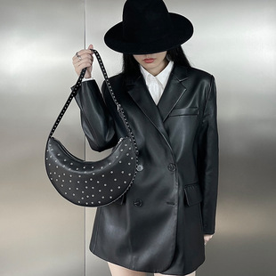 2025 New Arrival Crescent Bag 25 Saddle Bag Commuter Shoulder Underarm Bag Straw Woven Suede Cowhide