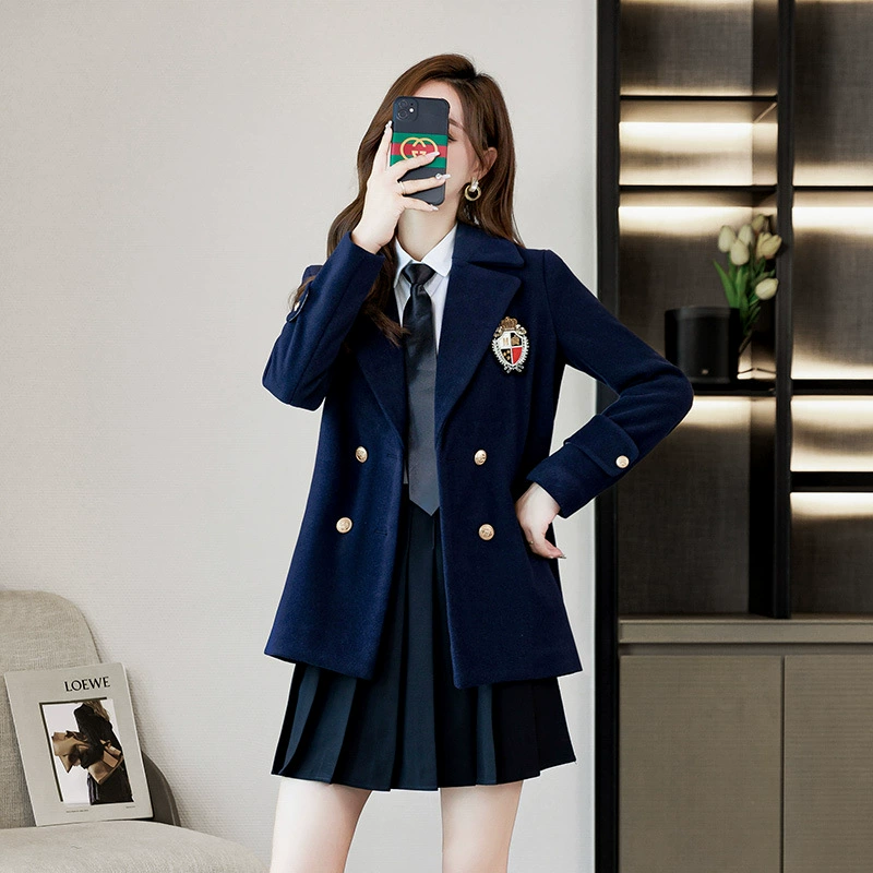JK Униформа Шерстяной Костюм Куртка Женская Зимняя Студенческая Школьная Форма Класс Униформа Учитель Детский Сад Учитель Рабочая Одежда Утолщенный Костюм Комплект