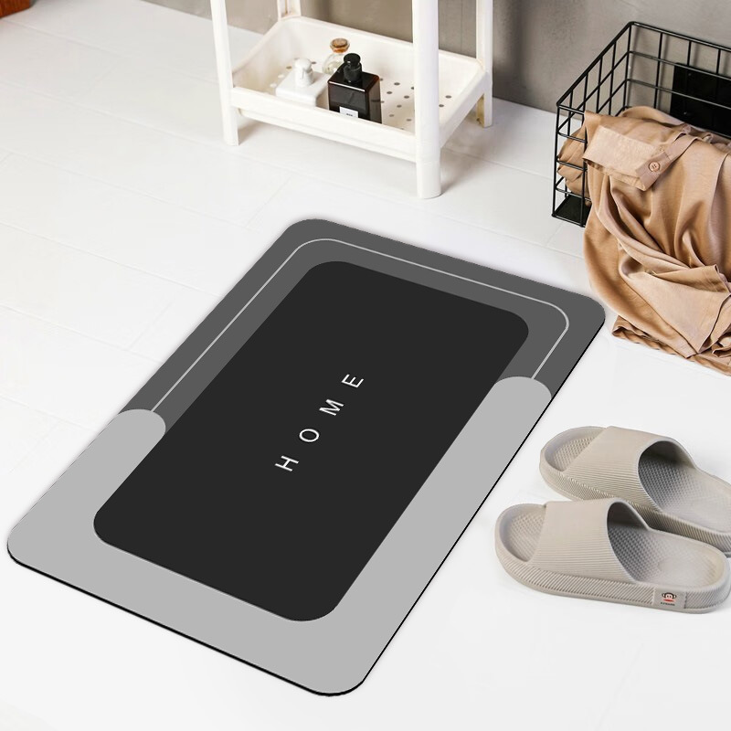 Alfombra de entrada estilo minimalista con letras, tapete absorbente para baño y puerta, diseño moderno de diatomeas