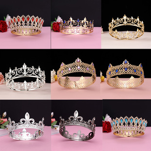 Men's Golden King Crown Tiara Adult Birthday Crown Halloween Stage Opera Performance Universal for Men and Women