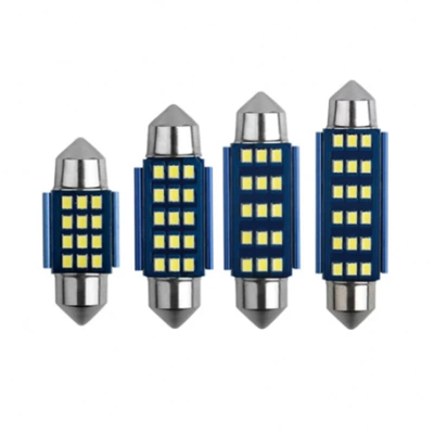 New hot-selling decoding constant current LED car double-pointed lamp 2016 12 15 18SMD wide voltage blue aluminum license plate lamp (License plate lamp)