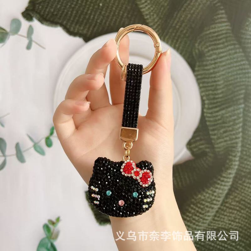 跨境新款KT猫钥匙扣挂件卡通挂饰陶泥镶钻书包背包饰品配件批发|undefined