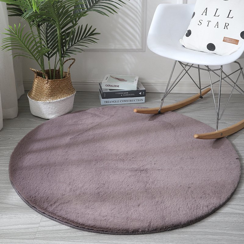 모조 토끼 모피 - 회색 보라색 - 원형