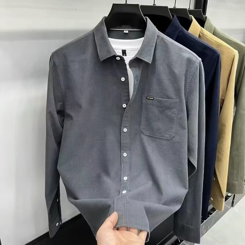 Autumn corduroy shirt, men's long-sleeved, loose-fitting, versatile, Japanese-style corduroy shirt, casual outerwear Autumn corduroy shirt, men's long-sleeved, loose-fitting, versatile, Japanese-style corduroy shirt, casual outerwear