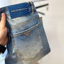 商超专供高端正品潮牌蓝色牛仔裤男修身小直筒弹力男士长裤春秋款