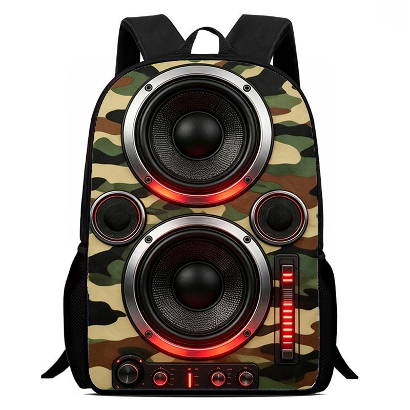 Cross-Border Audio-Printed Backpack, Casual Backpack, Large-Capacity Student School Bag, Customizable Jit Quick-Release Travel Bag