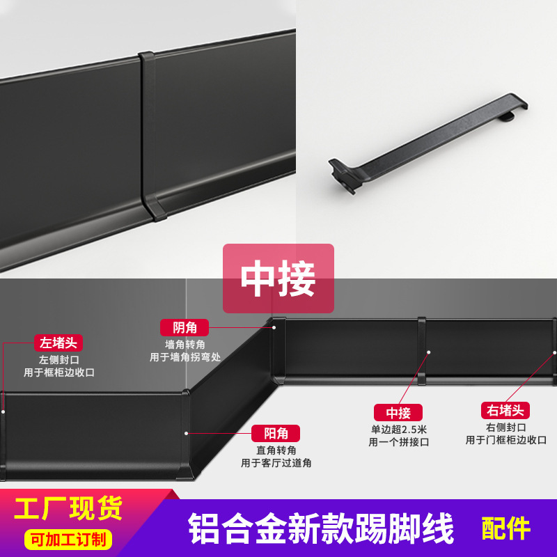 アルミニウム合金製巾木、クリーム色のスナップオン式巾木、厚みのある6cmと8cmの露出型ミニマリストメタル巾木|undefined
