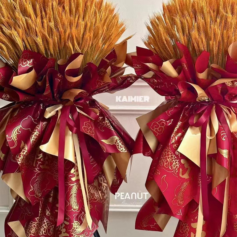 Jiaqing abrió papel de embalaje de cestas de flores impermeables de oro de oro flor florista de flores de cebada ramo de materiales de estante al por mayor