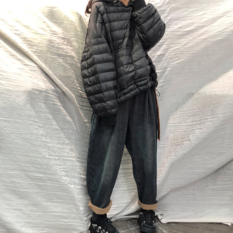 European Station Winter New Korean Style Down Sweatshirt For Women Loose Fit Petite Fashion Lightweight Hooded Cotton_voghion.com