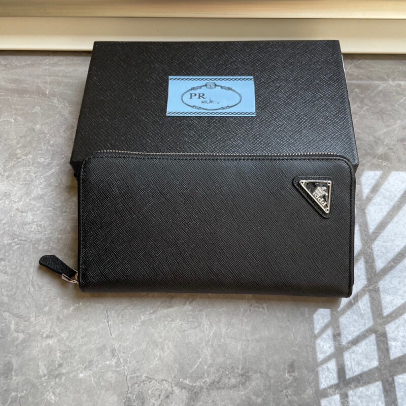 P Lada Cross Pattern Cowhide Long Wallet Wallet with Multiple Card Slots and Large Banknote Slots Clutch Bag High Quality 2ml317