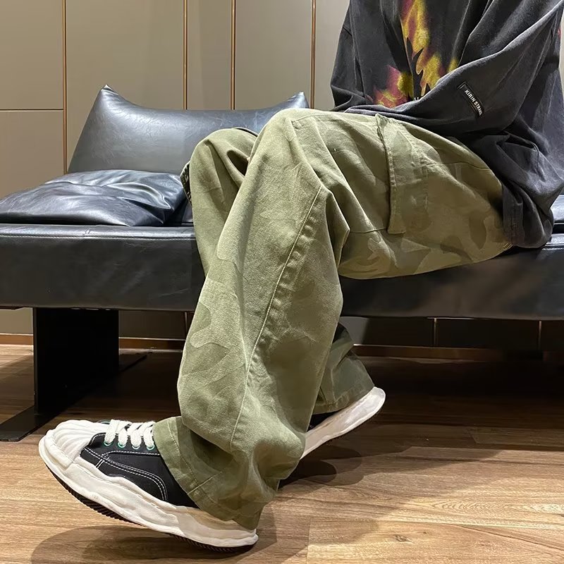 Camouflage autumn retro Japanese casual trousers