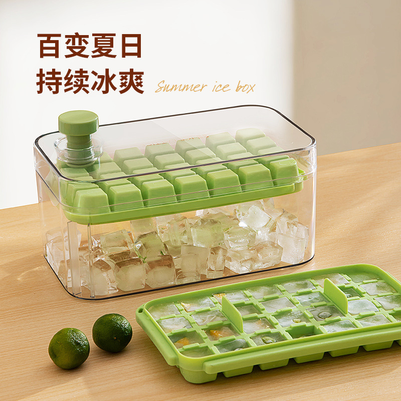 Ice Cube Mold, Food-Grade Ice-Making Press-Type Ice Tray, Easy to Demold, Ice Storage and Dispensing Box, Household Ice-Making Gadget Ice Cube Mold, Food-Grade Ice-Making Press-Type Ice Tray, Easy to Demold, Ice Storage and Dispensing Box, Household Ice-Making Gadget