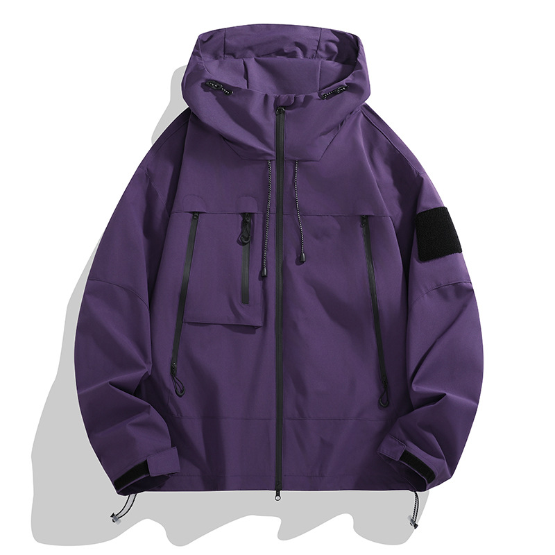 Outdoor Männer winddicht waasserdicht Biergstil Sturmanzug, Aarbechtskleedung, Kapuzenjacket, Koppel Fëscherei a_voghion.com