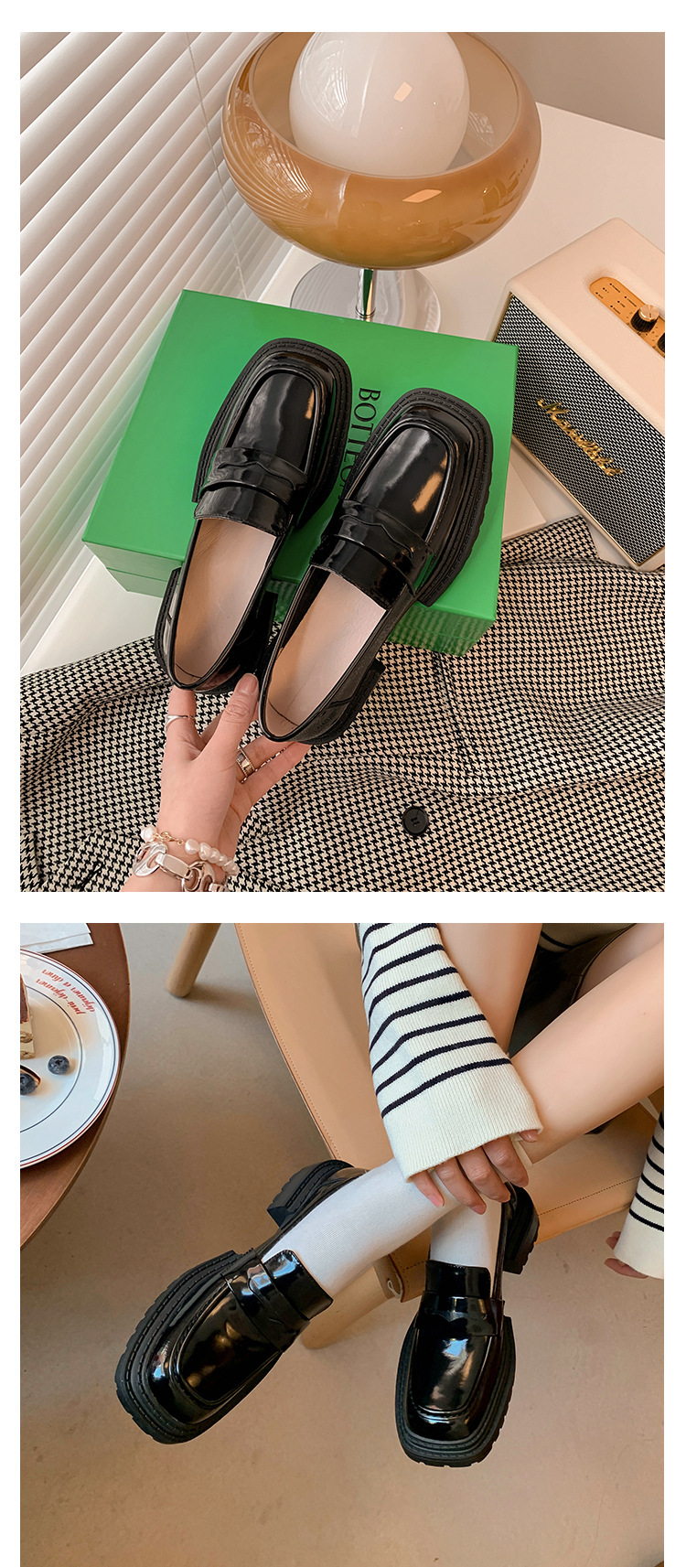 CHIKO Fernanda Square Toe Block Heels Loafers Shoes