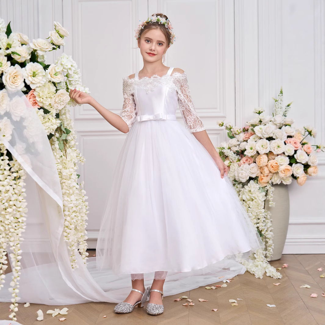 Nuevo vestido para niños, vestido de princesa, vestido de fiesta de cumpleaños, vestido de fiesta de niña de flores elegante