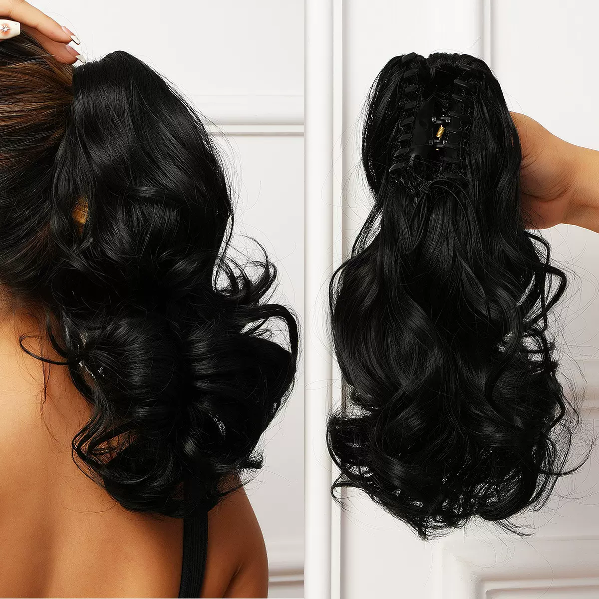 厂家直销 欧美假发时尚经典百搭自然黑女士短卷发 高温丝化纤马尾