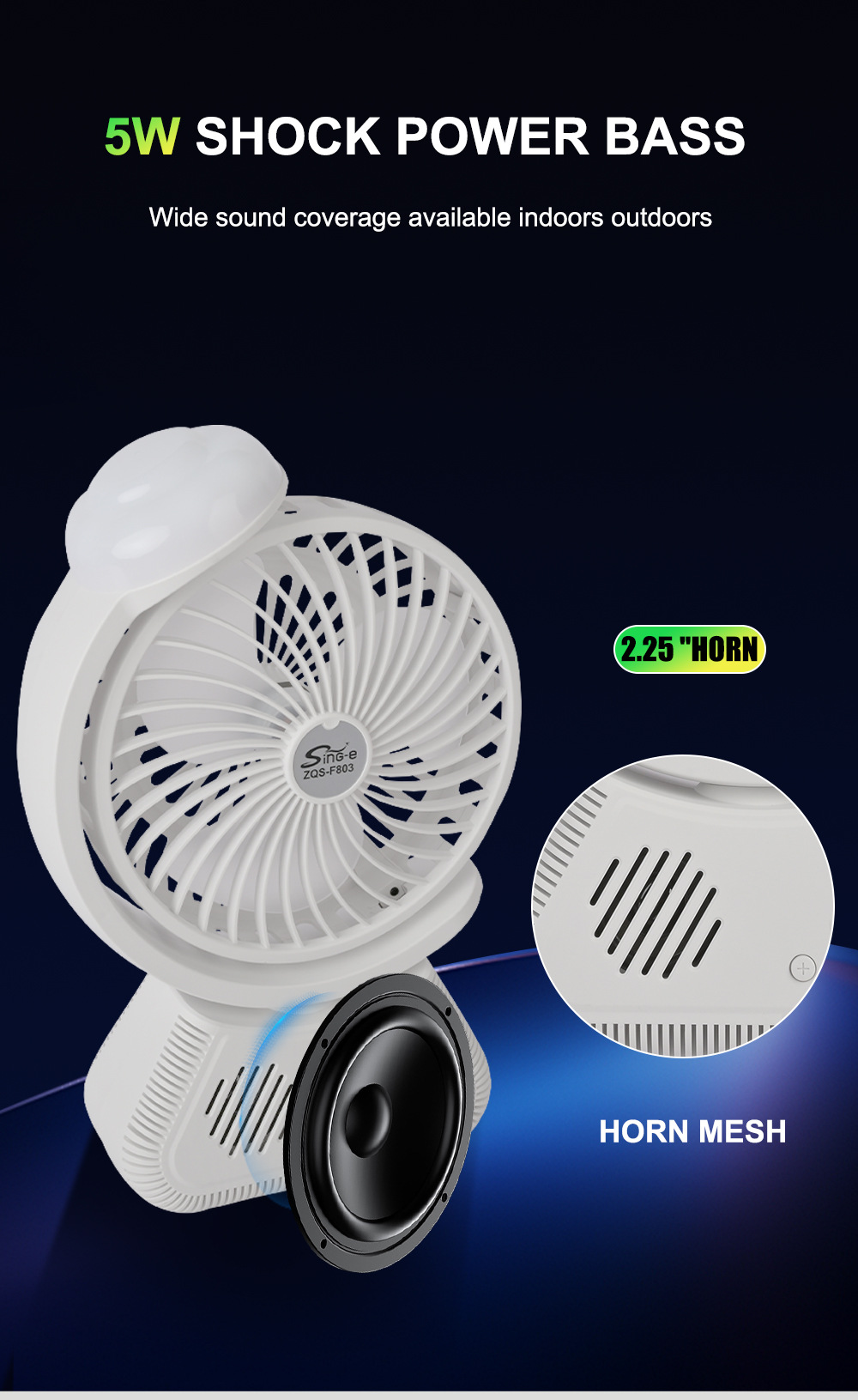 ZQS-F803 New USB Charging Desktop Fan Bluetooth Audio Outdoor Camping Night Light_voghion.com
