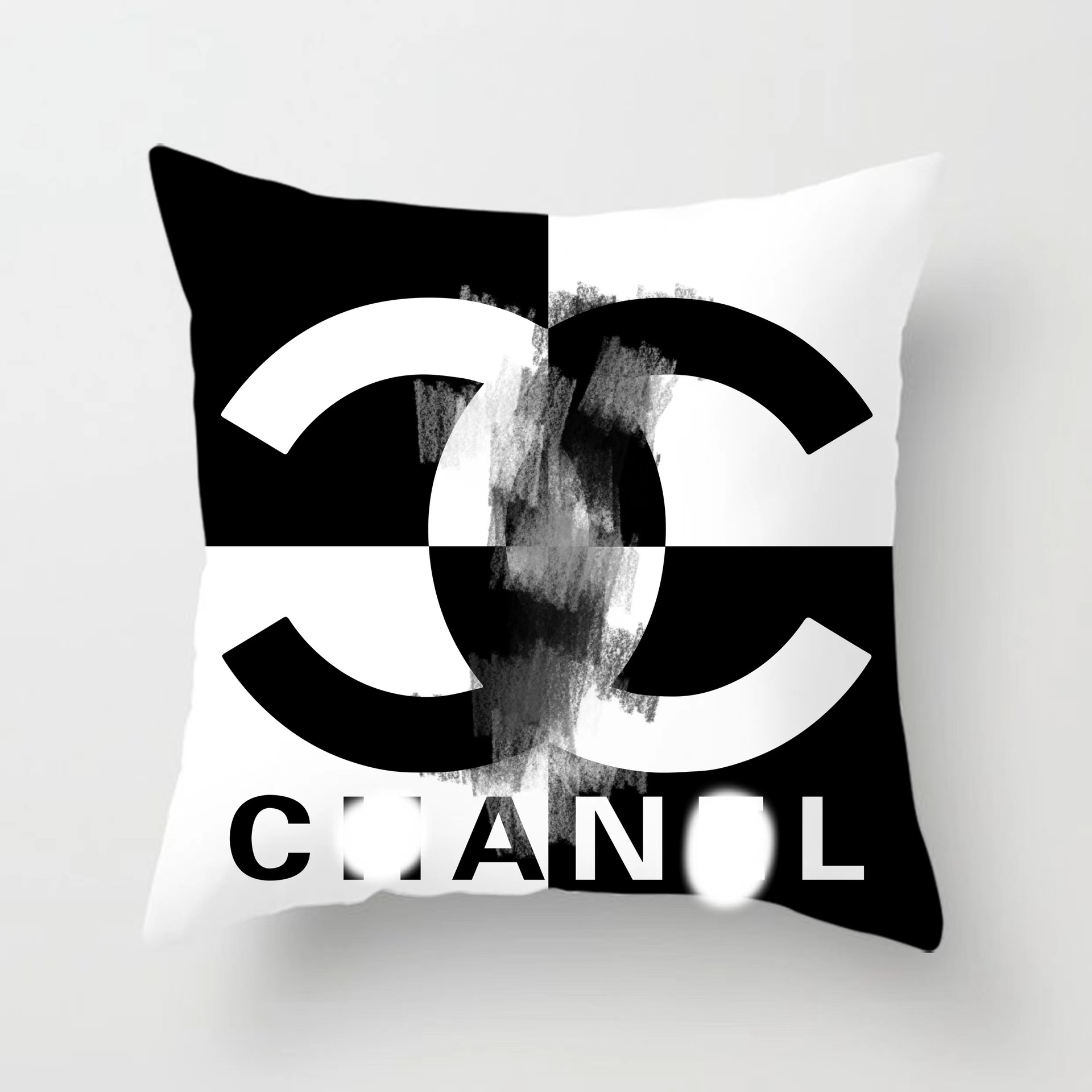 Cross-border AliExpress logo de marca europea y americana logo estilo de lujo ligero estilo cuadrado moda sala de estar sofá funda de almohada de felpa corta