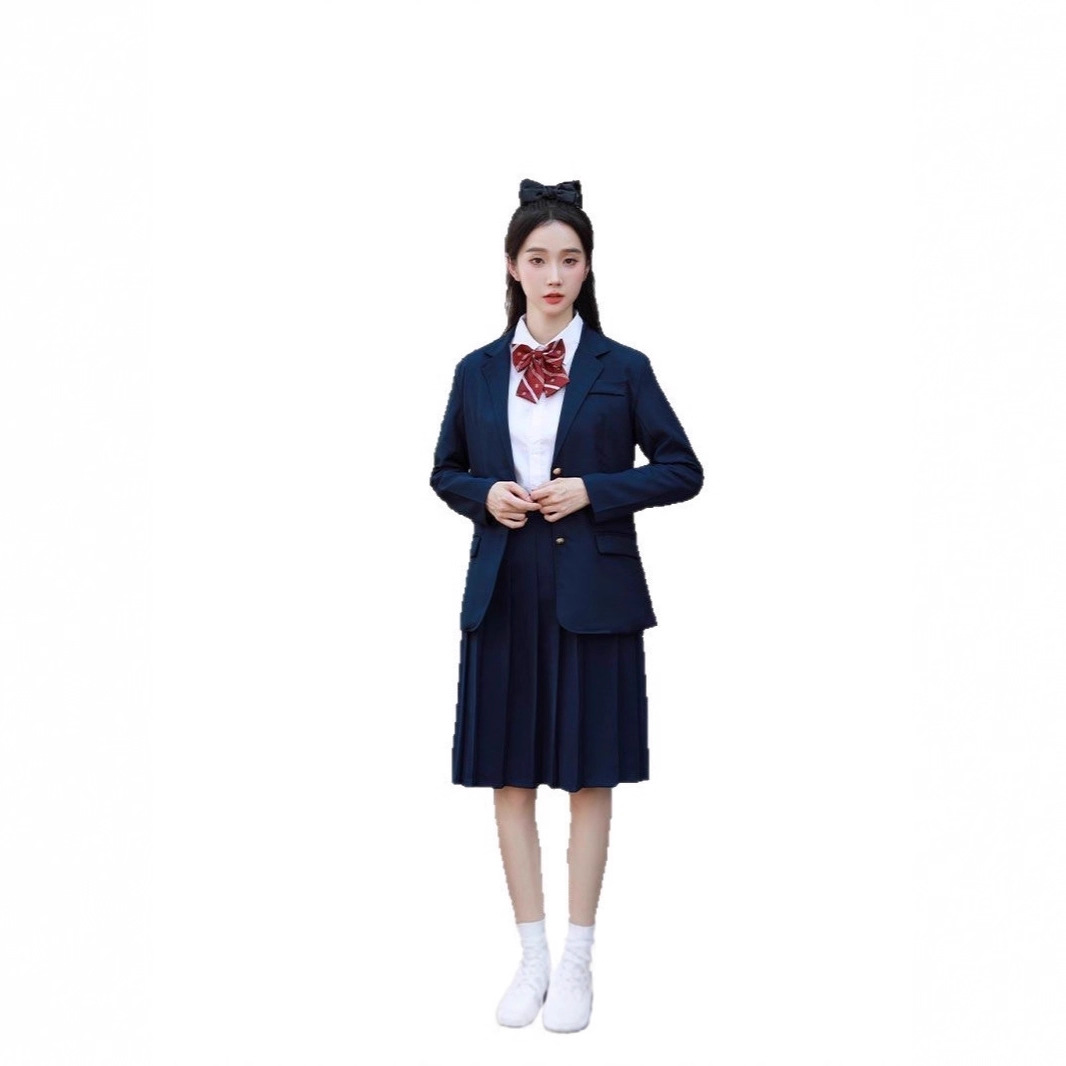 School Uniform Suit British College Style Navy Blue Suit Junior High School Student Sports Meeting Class Uniform Recitation Chorus Suit Long Skirt