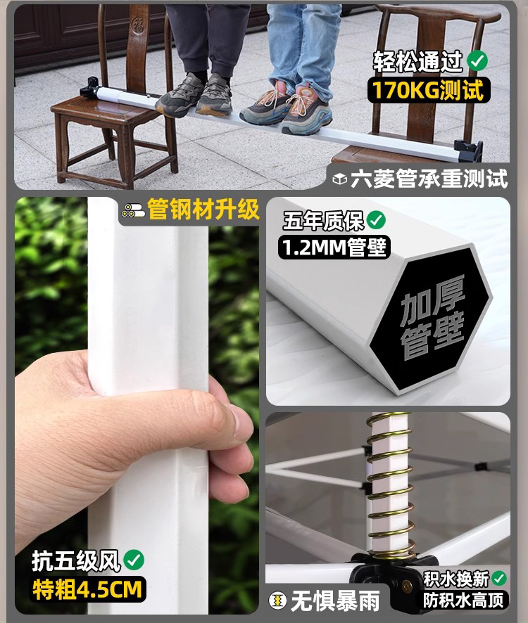 Four-Leg Tent Thickened Four-Corner Canopy Large Umbrella Outdoor Awning Stall Folding Telescopic Shed Rainproof Awning