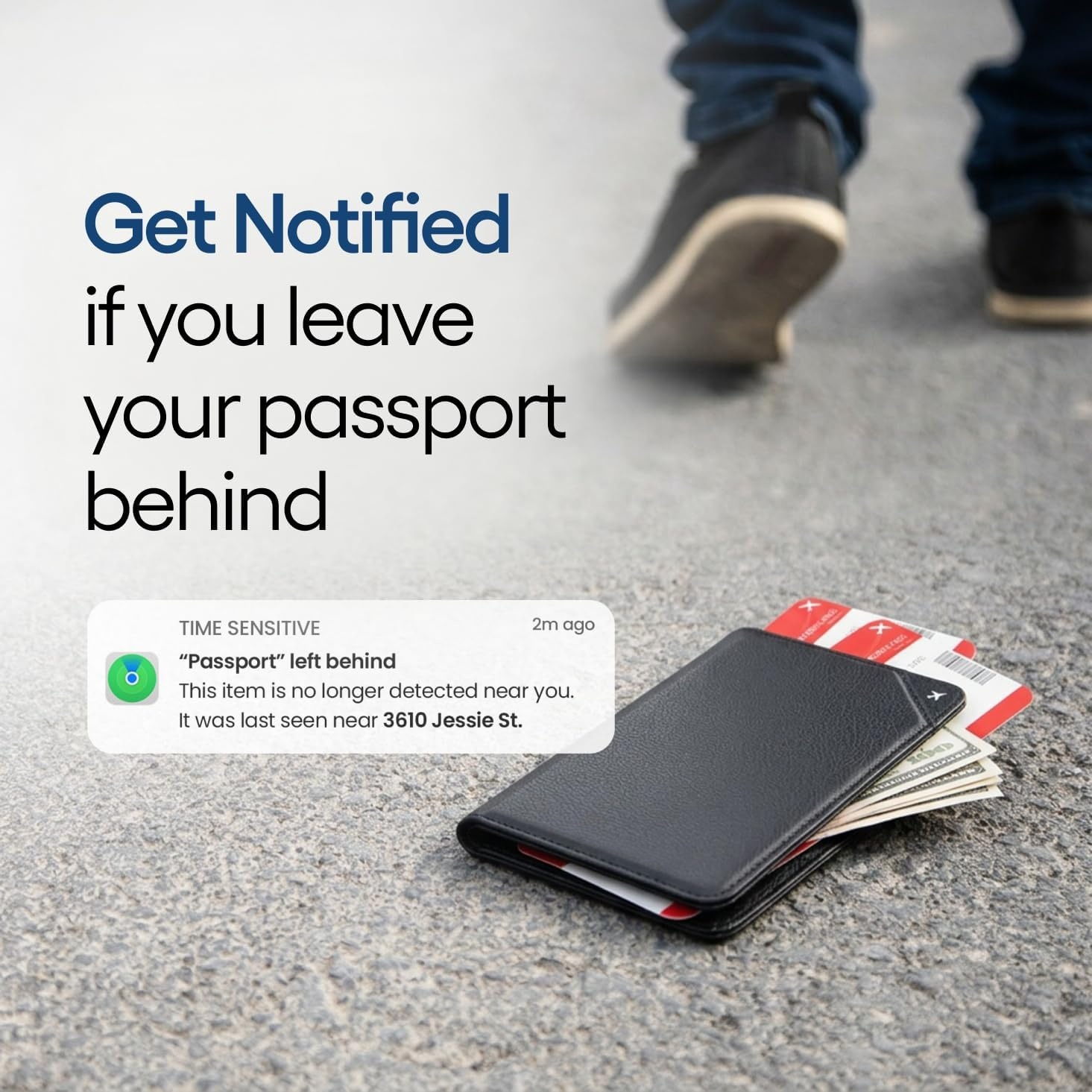 Passport wallet with Apple Find My location tracking