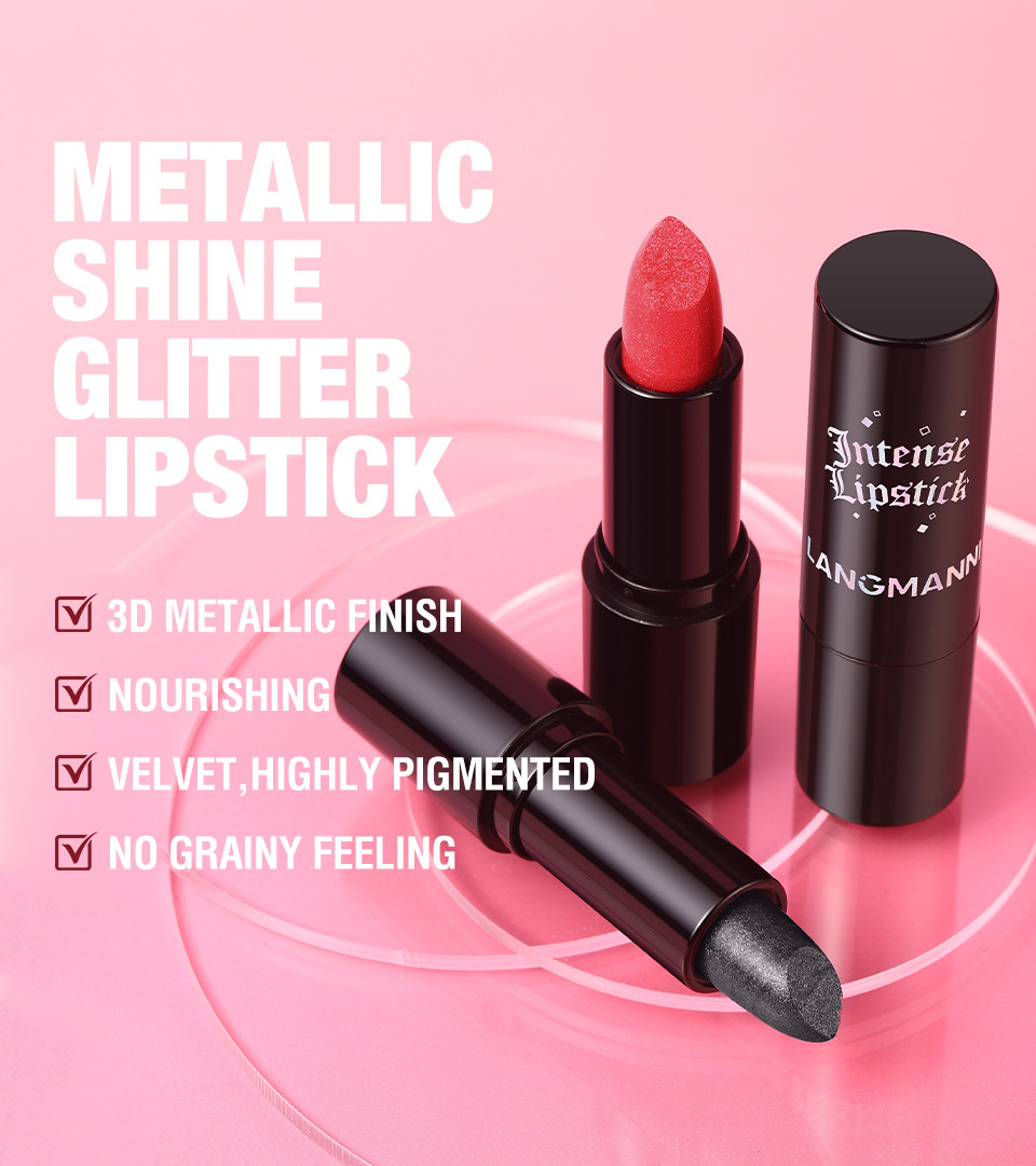 LANGMANNI Seven-color Gothic pearlescent lipstick is a multi-functional lipstick for both lips and cheeks Specification drawing