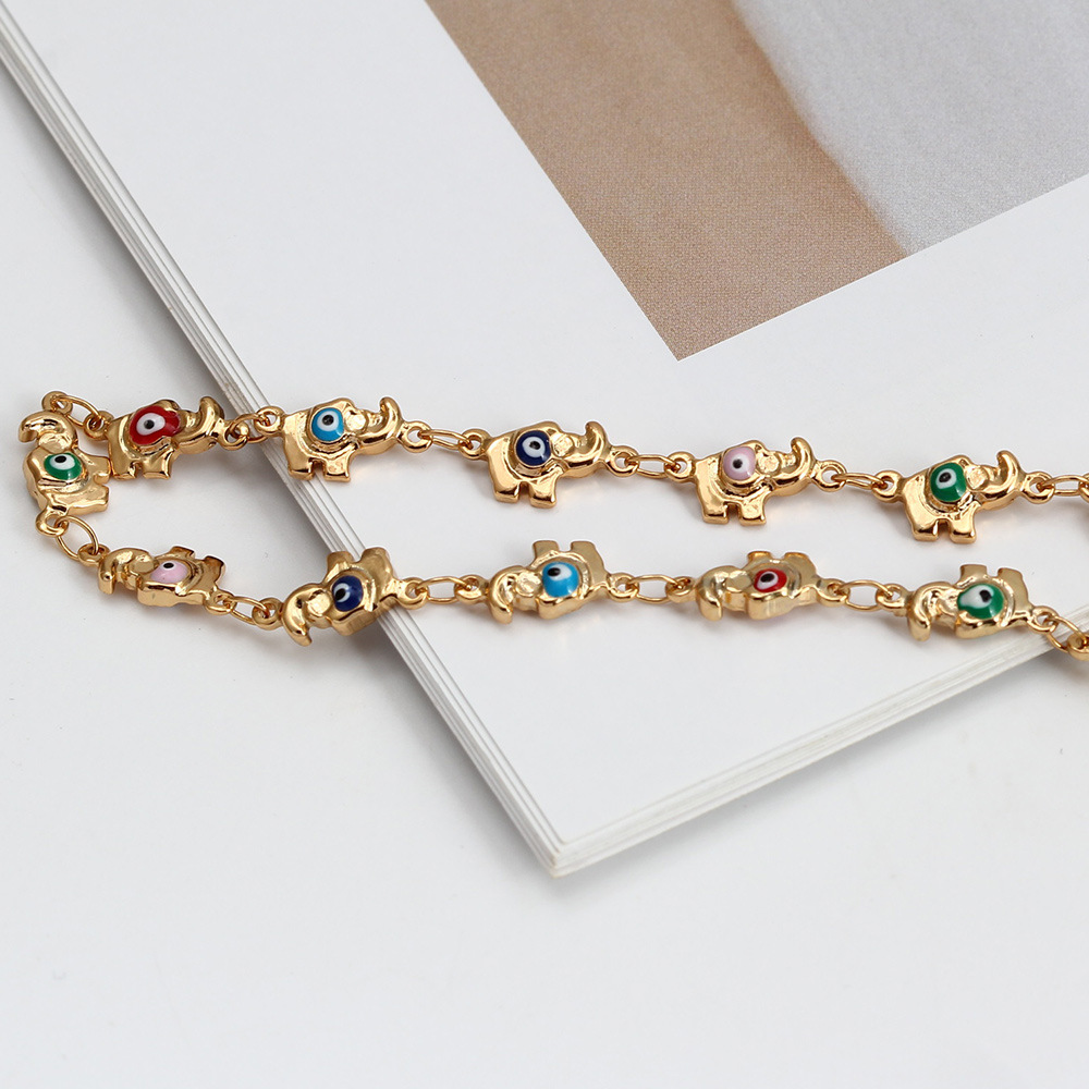 Devil'S Eye, Elephant Pattern Fashion Devil's Eye Elephant Copper Enamel Bracelets 1 Piece
