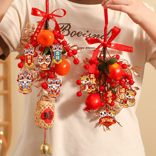 2025 Year of the Snake New Year Red Fruit String Pendant New Year Spring Festival Home Living Room Fortune Fruit Pendant Scene Layout Supplies