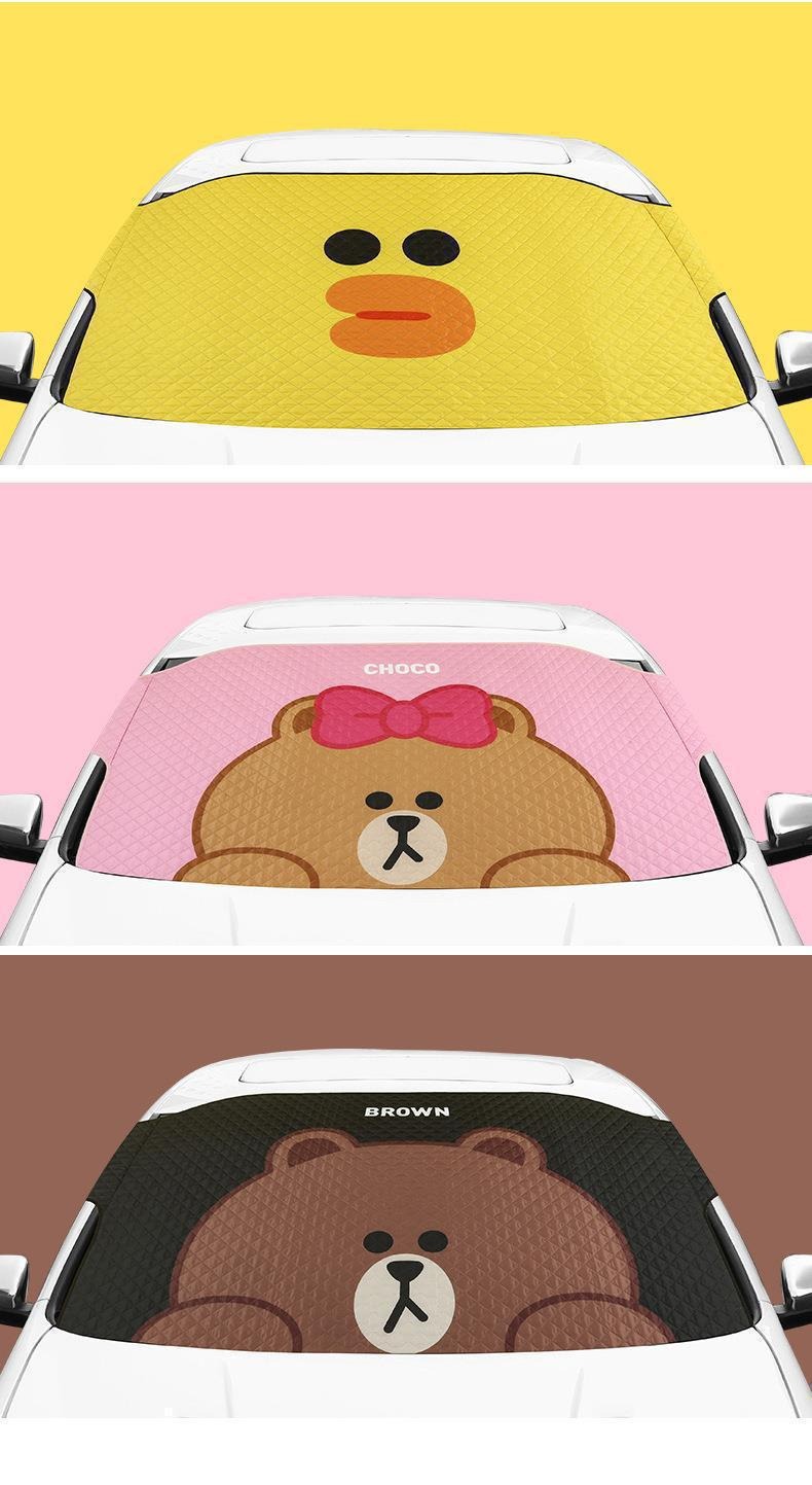 Line Car Sunshade Curtain Sunshade Front Windshield Sunshade Glass Sunshade Board Linefriends Car Window