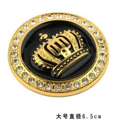 crown emblem, 3D three-dimensional personalized | Car logo - one-size-fits-all-round-large-gold-colored-one
