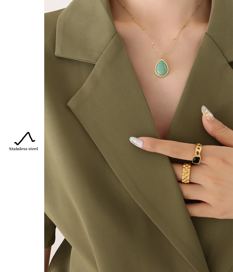 304 Stainless Steel Chain Material 18K Gold Plating Color PVD Coated Real Gold Plated 18K Gold Oval 304 Stainless Steel Ethnic Style Waterproof Non Tarnish 304 Stainless Steel Necklace
