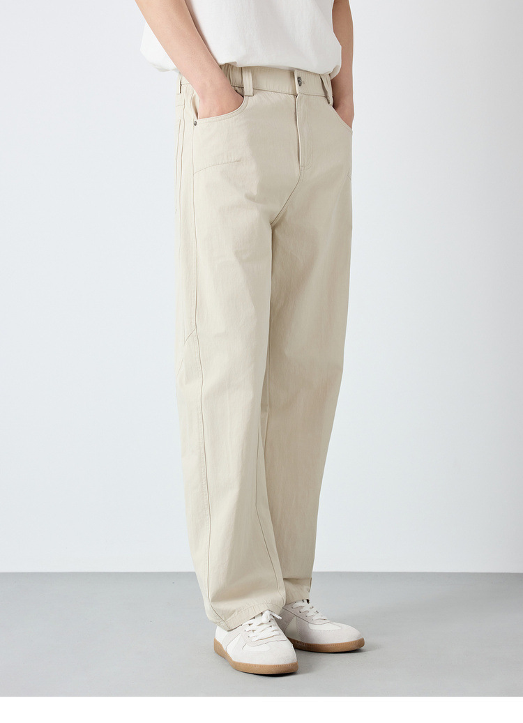 Quần kaki nam công sở chất liệu cotton pha lanh dáng suông — đen chi tiết 14