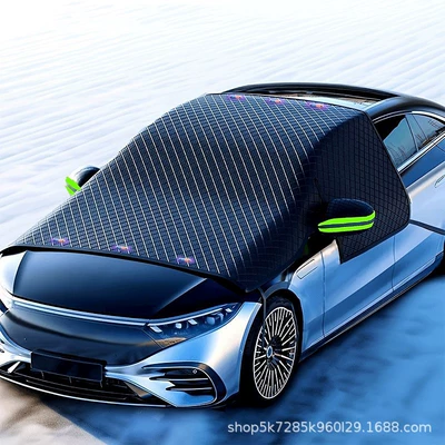 Car snow shield and Anti-Snow Front Windshield, Sunshade - 6-magnet-thickened-model-green-ears-windproof-hook